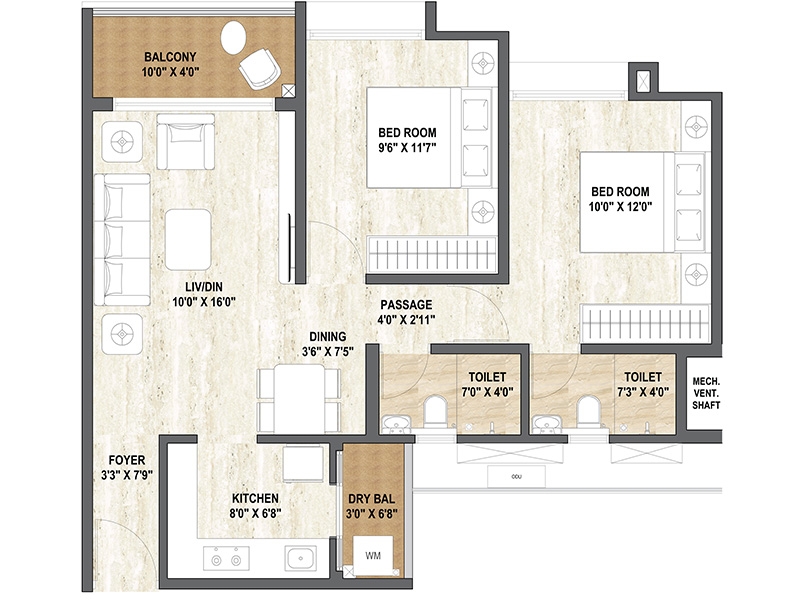 Boston 2 BHK S