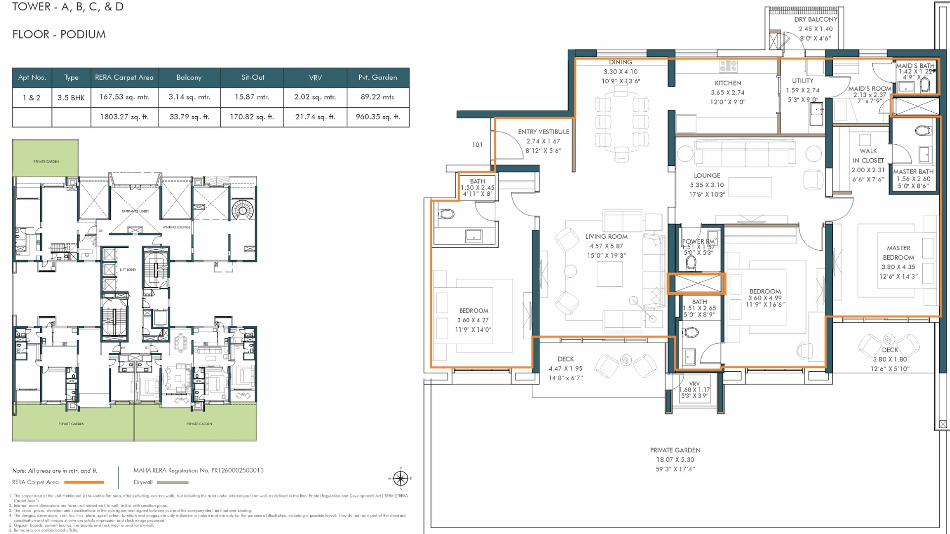 57 Avenue 3.5 BHK Floor Plan