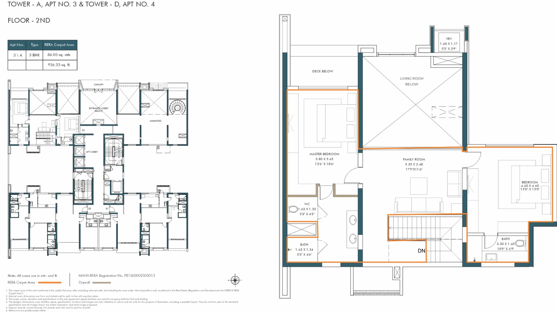 57 Avenue 3 BHK Duplex Floor Plan
